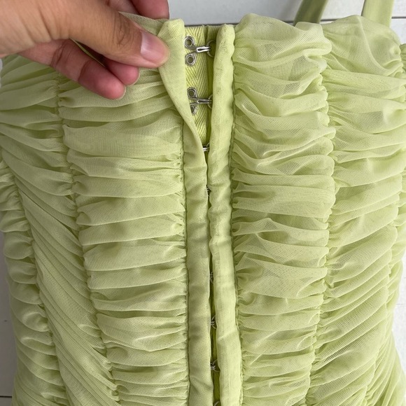 House of CB Cate Lime Rushed Mesh Mini Dress Size Small NEW - Picture 4 of 10